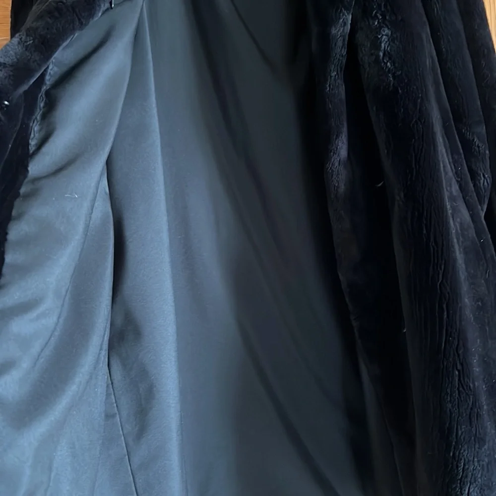 Solid black real mink coat - Picture 5 of 9